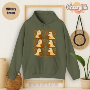 Hoodie Cute Ghosts Coffee Military
