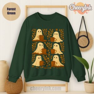 Sweatshirt Cute Ghosts Coffee Forest