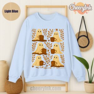 Sweatshirt Cute Ghosts Coffee Light