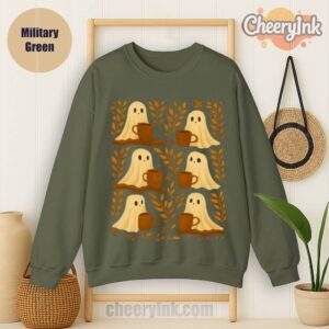 Sweatshirt Cute Ghosts Coffee Military