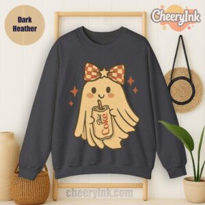 Sweatshirt Diet Coke Halloween Ghost Bow Dark