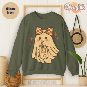 Sweatshirt Diet Coke Halloween Ghost Bow Military