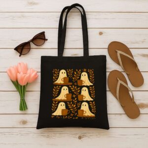 Tote Cute Ghosts Coffee 12 Black