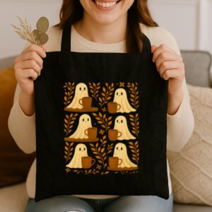 Tote Cute Ghosts Coffee 3 Black