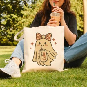 Tote Diet Coke Halloween Ghost Bow 10 Natural Tote