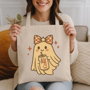 Tote Diet Coke Halloween Ghost Bow 14 Natural