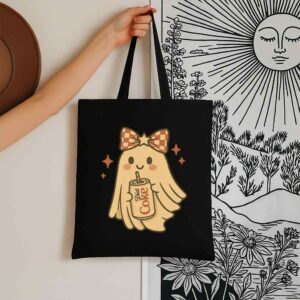 Tote Diet Coke Halloween Ghost Bow 6 Black