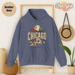 Hoodie Chicago Pizza Baseball Heather