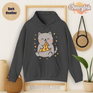 Hoodie Cute Cat Pizza Dark