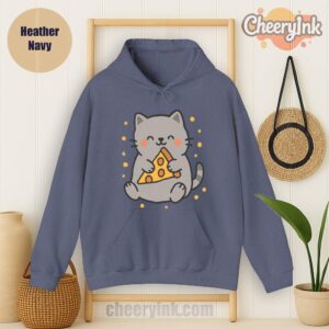 Hoodie Cute Cat Pizza Heather