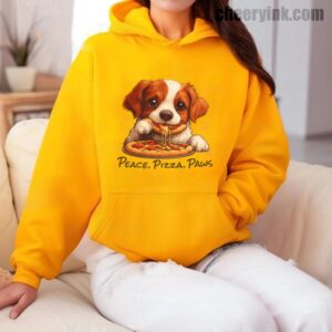 Hoodie Cute Spaniel Dog Eating Pizza 10
