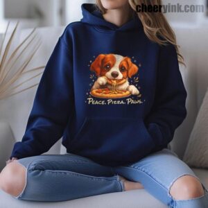 Hoodie Cute Spaniel Dog Eating Pizza 16