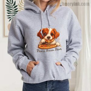 Hoodie Cute Spaniel Dog Eating Pizza 21