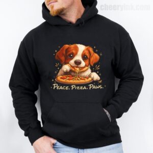 Hoodie Cute Spaniel Dog Eating Pizza 28