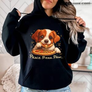 Hoodie Cute Spaniel Dog Eating Pizza 3