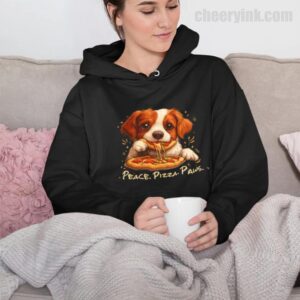 Hoodie Cute Spaniel Dog Eating Pizza 32