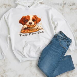 Hoodie Cute Spaniel Dog Eating Pizza 34