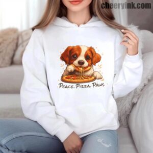 Hoodie Cute Spaniel Dog Eating Pizza 6