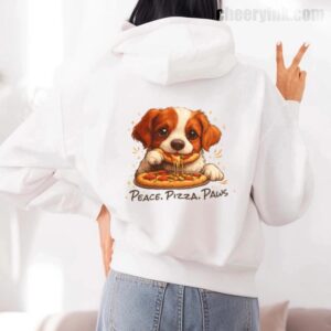 Hoodie Cute Spaniel Dog Eating Pizza 7