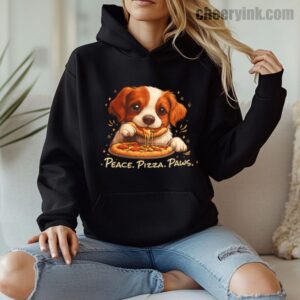 Hoodie Cute Spaniel Dog Eating Pizza 8