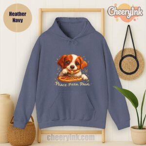 Hoodie Cute Spaniel Dog Eating Pizza Heather