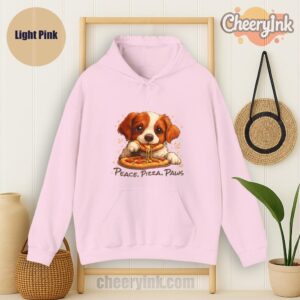Hoodie Cute Spaniel Dog Eating Pizza Light