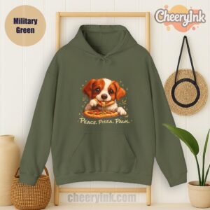 Hoodie Cute Spaniel Dog Eating Pizza Military