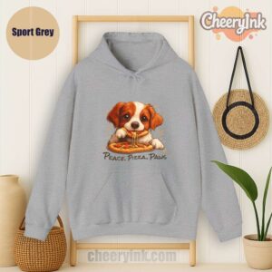 Hoodie Cute Spaniel Dog Eating Pizza Sport