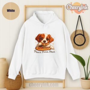 Hoodie Cute Spaniel Dog Eating Pizza