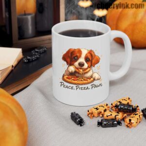 Mug Cute Spaniel Dog Eating Pizza 10