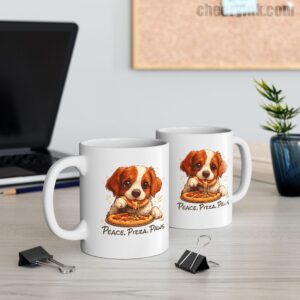 Mug Cute Spaniel Dog Eating Pizza 11