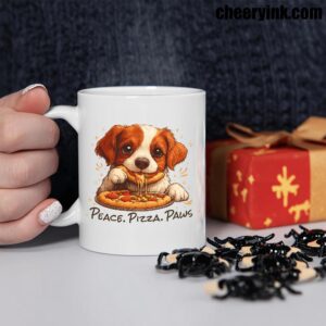 Mug Cute Spaniel Dog Eating Pizza 2