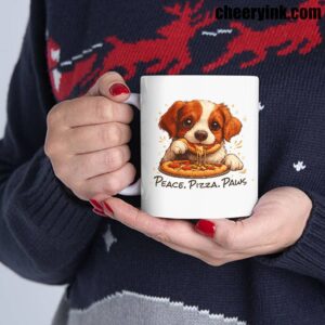 Mug Cute Spaniel Dog Eating Pizza 5