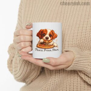 Mug Cute Spaniel Dog Eating Pizza 6