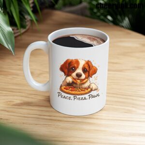 Mug Cute Spaniel Dog Eating Pizza 8
