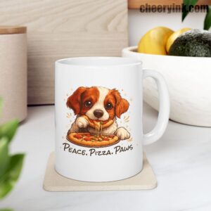 Mug Cute Spaniel Dog Eating Pizza 9 Mug
