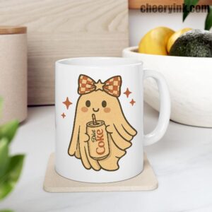 Mug Diet Coke Halloween Ghost Bow 9