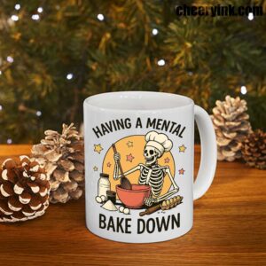 Happy Mental Bake Down Skeleton Mug