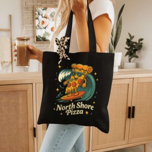 Mug Surfing Pizza 10 Black Tote