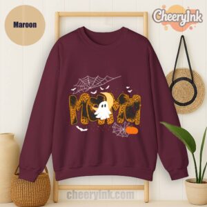 Sweathirs Happy Halloween Mama Boo Favorite Maroon