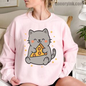 Sweatshirt Cute Cat Pizza 11