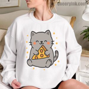 Sweatshirt Cute Cat Pizza 12