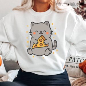 Sweatshirt Cute Cat Pizza 13