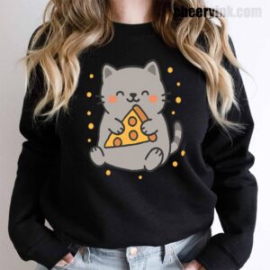 Sweatshirt Cute Cat Pizza 15