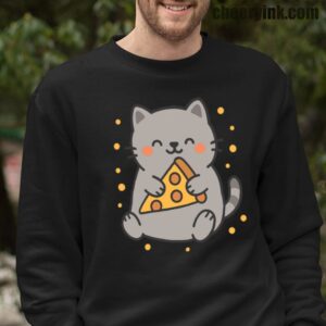 Sweatshirt Cute Cat Pizza 16