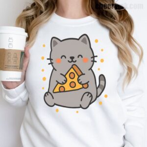 Sweatshirt Cute Cat Pizza 17
