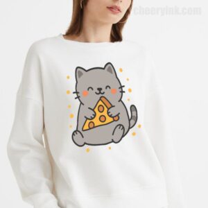 Sweatshirt Cute Cat Pizza 18