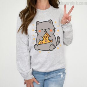 Sweatshirt Cute Cat Pizza 2