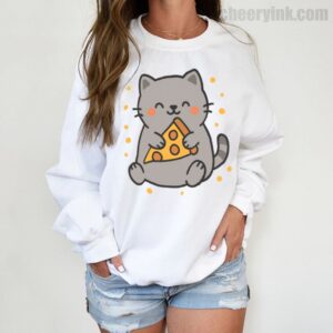 Sweatshirt Cute Cat Pizza 3