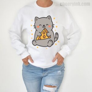 Sweatshirt Cute Cat Pizza 4